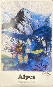 After Salvador Dali (1904-1989), an original travel poster titled 'Alpes', printed for the French