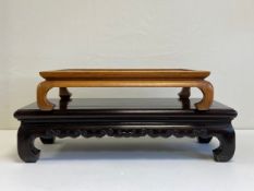 Two 20th century Chinese hardwood stands or low Bonsai tree tables to include one with a rectangular