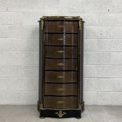 A 19th century French Napoleon III lacquered and brass Boulle inlaid secretaire having a shaped