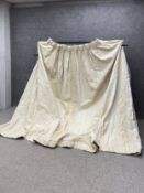 A pair of contemporary hessian backed off white pleated damask curtains. L.240 W.170cm