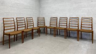 A set of eight 1960s Danish rosewood Model 82 dining chairs by Niels Moller (1920 - 1981) for J.L.