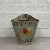 A large C.1900 French toleware wine grape Hod or Hotte hand painted with a coat of arms comprised of