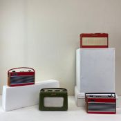 Four mid 20th century retro Roberts analogue radios. H.16cm