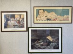 Three prints to include a lithograph titled 'The Shipwreck' after Turner along with a lithograph