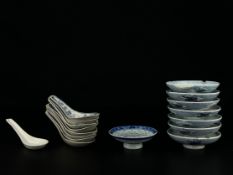 A collection of 19th century and later Chinese blue and white export porcelain to include seven