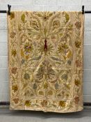 A large, possibly 18th century hand embroidered needlework wall hanging tapestry having an all-