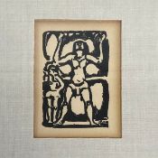 Georges Rouault (1871-1958), an early 20th century abstract figural woodcut print, signed in plate