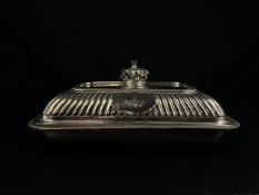 A late 19th century London hallmarked silver entree dish and cover by John Aldwinckle & Thomas