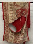 A large rare early 19th century Indian panelled cotton Qanat or tent hanging having a figural column