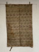 A 19th century Chinese Qing dynasty silk needlework tapestry having an all-over repeating five