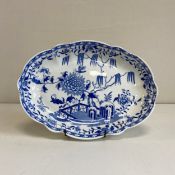A blue and white quatrefoil Chinoiserie dish by Swansea porcelain No.1697 from the Sir Leslie Joseph