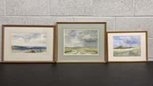 Three 20th century watercolours to include a signed painting depicting a farm on a rural