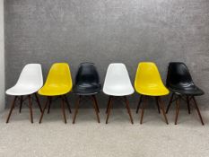 A set of six contemporary Eames style Eiffel chairs. H.81.5cm
