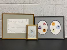 Three artworks to include a contemporary pen and ink drawing titled 'Venetian Heartlines' by William