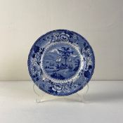 A 19th Century blue and white pearlware Poutney & Allies plate transfer printed with the Cooks Folly