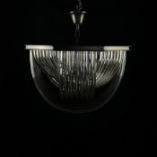 A large contemporary Art Deco style pendant chandelier having an octagonal frame with six light