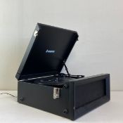 A contemporary Steepletone portable record player in full working order. H.46 (when fully open) L.42