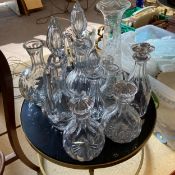 A miscellaneous collection of glassware to include Georgian decanters etc. H.35cm