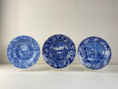 A early 19th century blue and white pearlware plate by Enoch Wood & Sons transfer printed with the