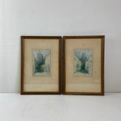 A pair of lithographs after the original C.1900 paintings titled 'The Parish Church. Watford.'