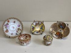 A collection of five miscellaneous 19th century porcelain items to include Augustus Rex, Dresden,