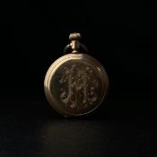 A 20th century Waltham Mass pocket watch having an engraved gold plated C.W.C. Planet case opening