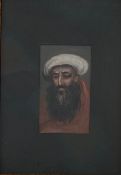 An early 20th century oil on board, portrait of an Eastern noble or merchant in a glazed gilt frame.