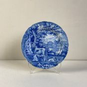A rare early 19th century blue and white transfer ware Don Pottery Milkmaid pattern lobed plate C.