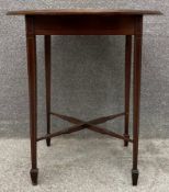 An Edwardian mahogany occasional table with satinwood string inlay, on square tapering legs and