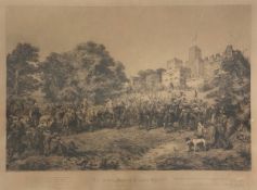 A C.1886 engraving titled 'The Palmy Days of Hoghton Tower' depicting the arrival of James I 1617