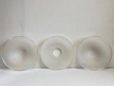 Three 20th century moulded glass plafonnier light shades. Ø.40.5cm