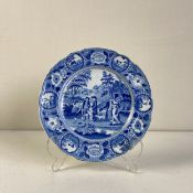 An early nineteenth century blue and white transfer printed pearlware Beemaster pattern plate C.1820