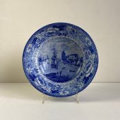 An early 19th century blue and white lead glazed earthenware punch bowl C.1820 by Poutney and
