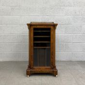 A mid 19th century burr walnut sheet music cabinet with Arabesque inlay. H.101 W.58.5 D.40cm