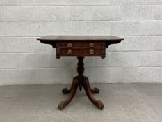 A Regency mahogany Pembroke work table with drop flaps above two frieze drawers opposing dummy