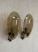 A pair of vintage Art Deco style smoked glass and chrome wall sconces. L.31cm