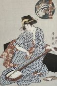 Torii Kiyomine (1787-1868), a 19th century Japanese Ukiyo-e woodblock print depicting a Geisha