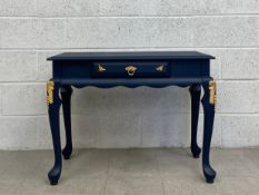 A contemporary Georgian style painted side or console table having a rectangular thumb moulded top