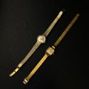 A mid-century gold plated ladies Omega watch along with another ladies watch by Binatone. L.19.5cm