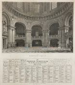 A pair of 19th century engravings of the Oxford Almanac from the years 1818 and 1819 with images