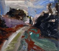 A contemporary Fauvist style oil on canvas, abstract landscape titled 'La Route Vers Binyamina',
