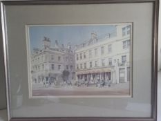 Jeremy Barlow (1945-2020), a framed and glazed watercolour, a street scene in Bath, signed with