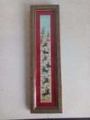 A 20th century Mughal style painting depicting horse riders playing polo in an intricately inlaid