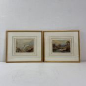 A pair of 19th century watercolours depicting figures in rural and mountainous landscapes in