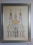 A contemporary print of Abbey Church Langheim after the original 18th century drawing by Balthasar