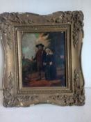 A 19th century Continental School oil on tin after the original painting titled 'The Church Walk' by