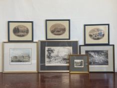 A miscellaneous collection of seven framed and glazed engravings. H.38 W.48cm