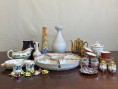 A mixed collection of ceramics to include a hand painted Herend Chinese Bouquet pattern hors d'