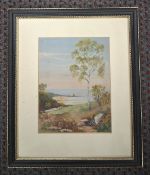 A 20th century watercolour, view of a coastal landscape, signed L. Edwards to the lower left in a
