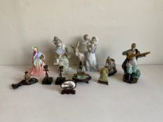 A mixed collection to include a 20th century Lladro porcelain figure group with marks to the base